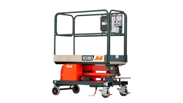 JLG Mobile Personnel Lift: Battery, Push-Around, 10.2 ft Elevated Platform Ht, 550 lb Load Capacity